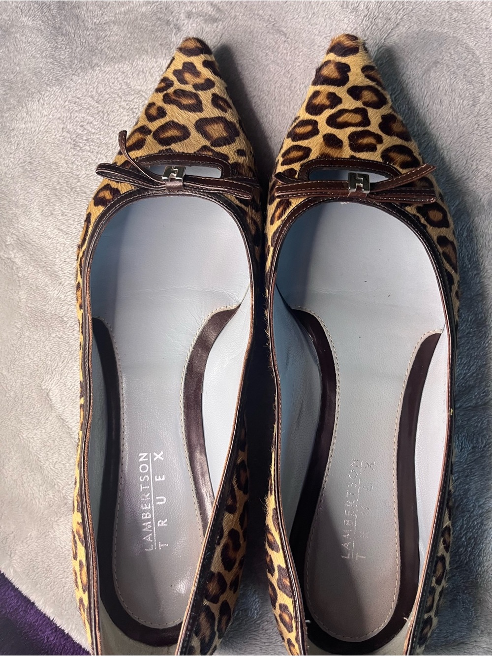 Lambertson Truex Leopard Pointed Toe Flats - Brown/Black
